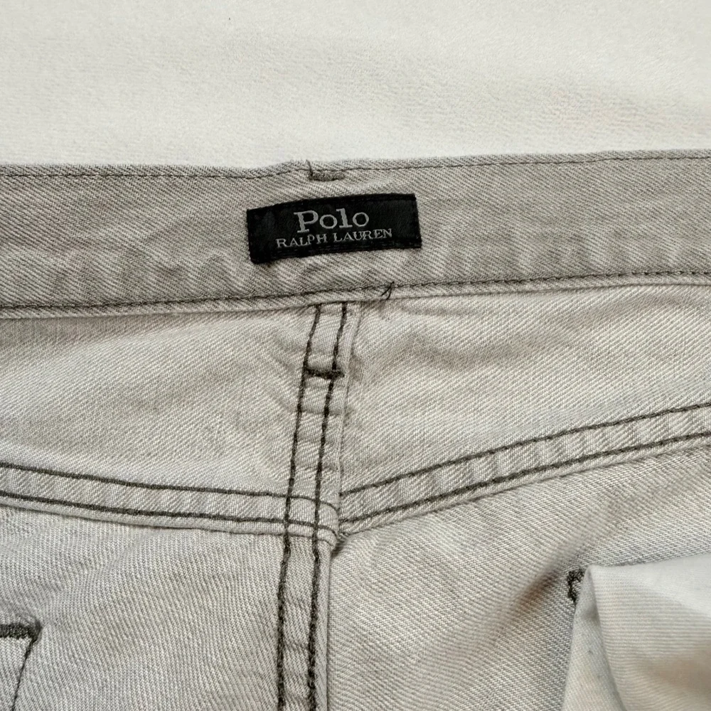 Polo Ralph Lauren Sullivan Slim Jeans Men's 34X34 Light Grey Repaired Distressed